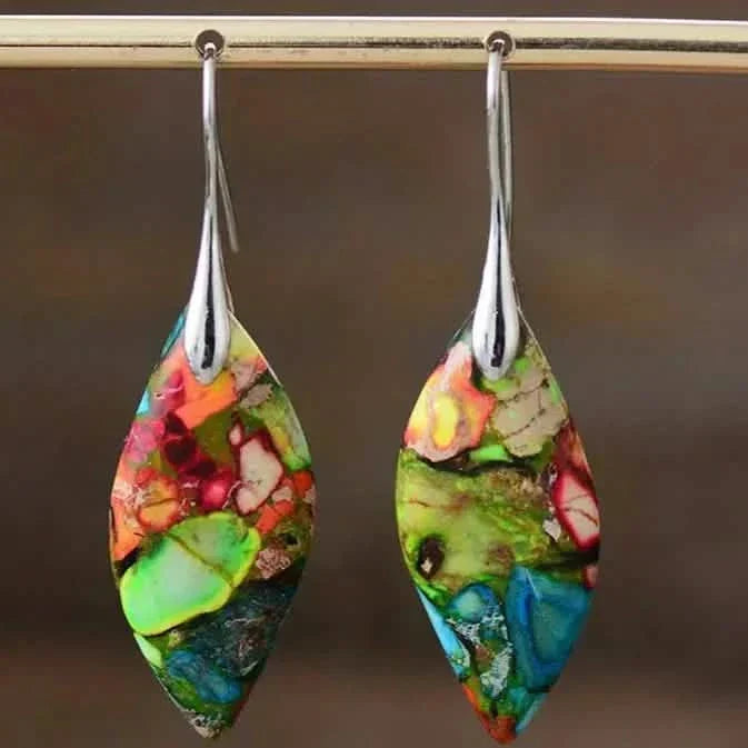 Pendientes colgantes boho elegantes de piedra natural