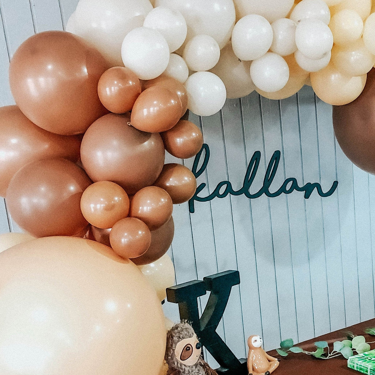 Kit de guirnalda de globos Boho natural y neutro – Rubor y moca