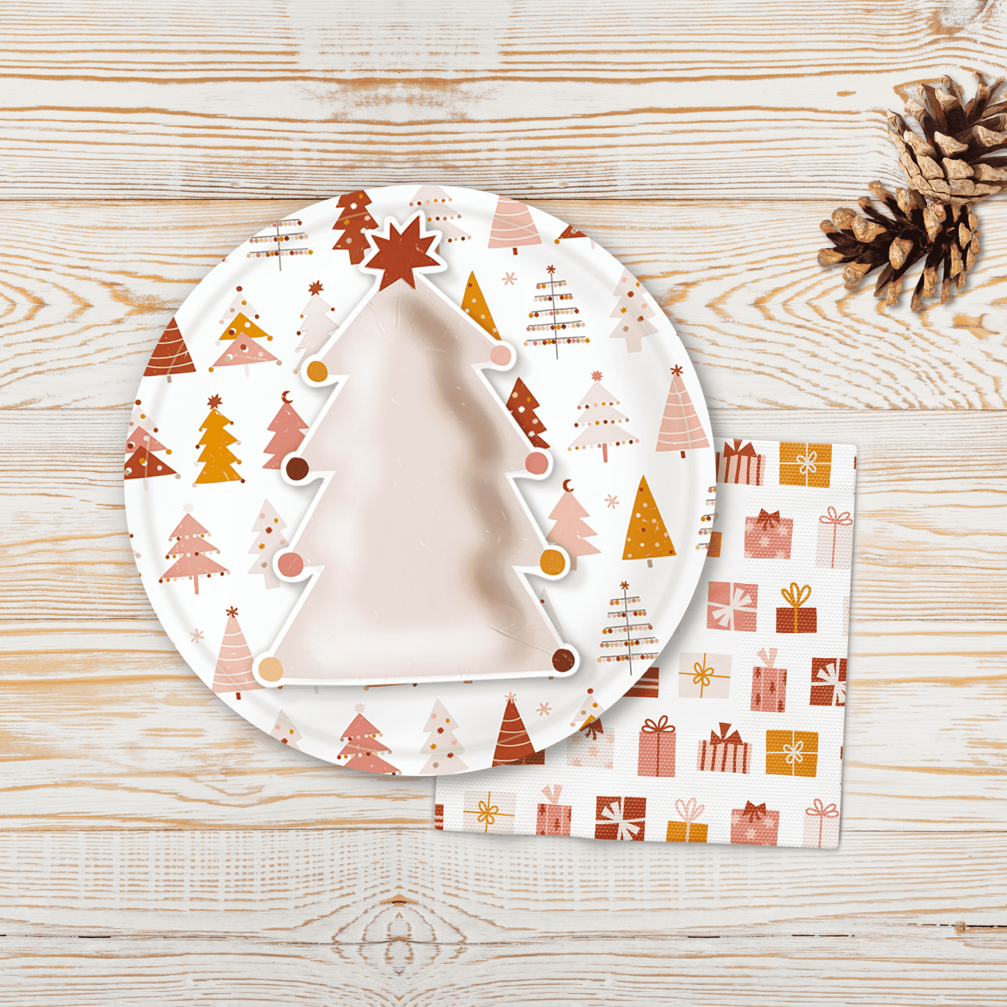 Pink Christmas Tree Paper Plates