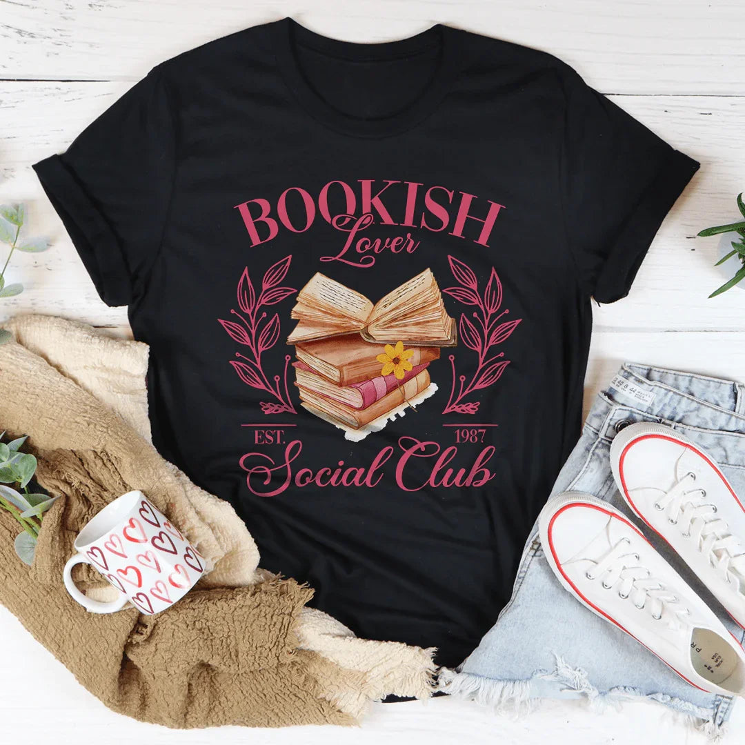 Retro Script Bookish Graphic Top – Bookish Lover Social Club Reading Shirt