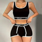 Breathable Solid Sports Push Up Bra and Panties Lingerie Set