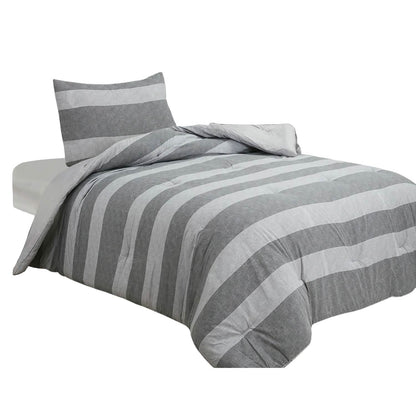 Juego de edredón Brooklyn Flat de espiga con rayas anchas en gris