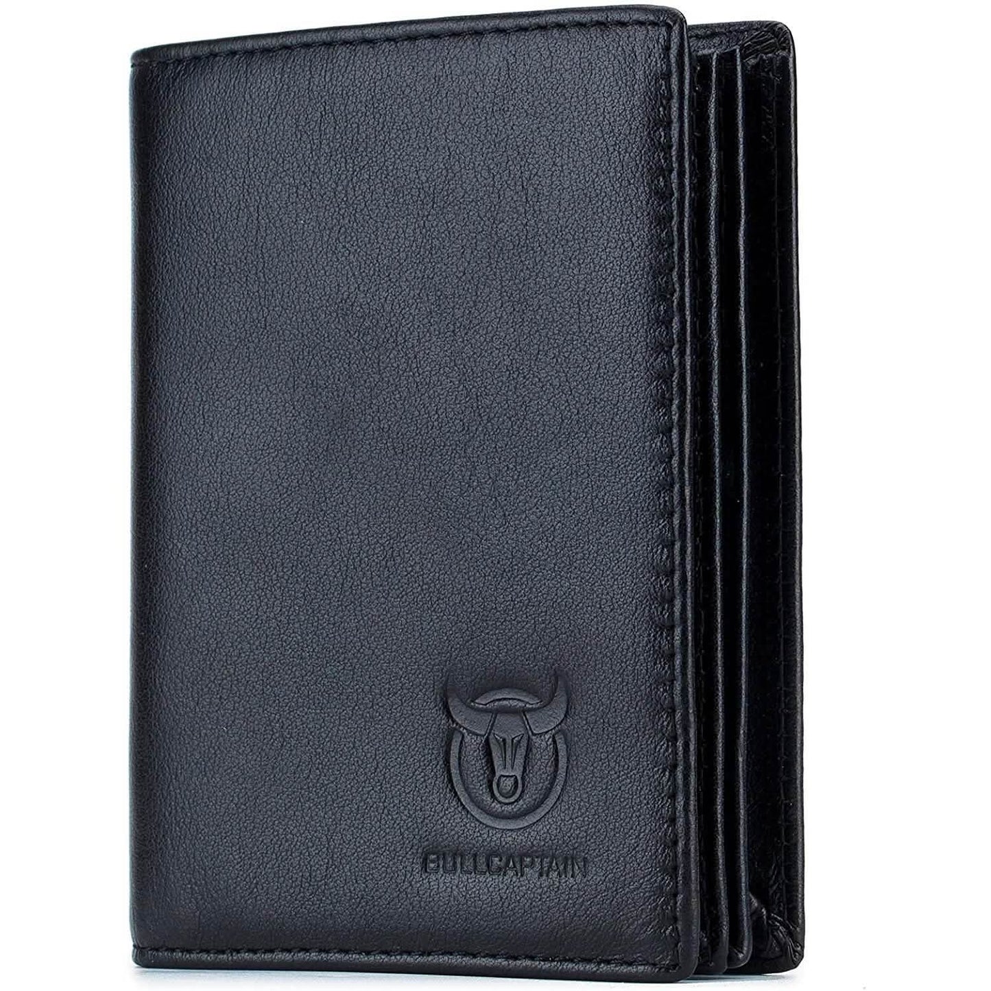 Bullcaptain Cartera Bifold/Tarjetero de Cuero Genuino de Gran Capacidad
