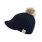 C.C Kids Cable Knitted Brim Beanie Faux Fur Pom Pom Hat