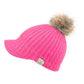 C.C Kids Cable Knitted Brim Beanie Faux Fur Pom Pom Hat