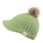 C.C Kids Cable Knitted Brim Beanie Faux Fur Pom Pom Hat