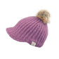C.C Kids Cable Knitted Brim Beanie Faux Fur Pom Pom Hat