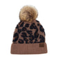 Gorro de lana con estampado de leopardo y pompón de piel sintética C.C