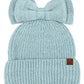 C.C Messy Bun Bow Beanie with Sequins Winter Hat
