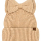 C.C Messy Bun Bow Beanie with Sequins Winter Hat