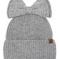 C.C Messy Bun Bow Beanie with Sequins Winter Hat