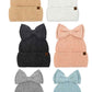 C.C Messy Bun Bow Beanie with Sequins Winter Hat
