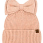 C.C Messy Bun Bow Beanie with Sequins Winter Hat