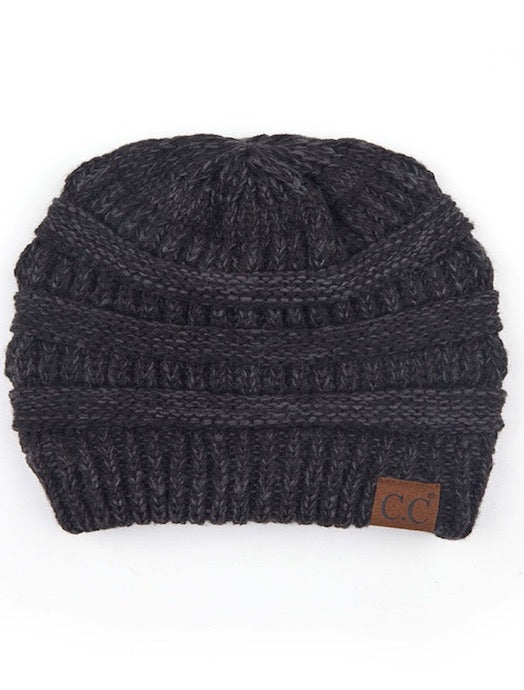 C.C Multicolor Diagonal Garter Stitch Knit Beanie Hat