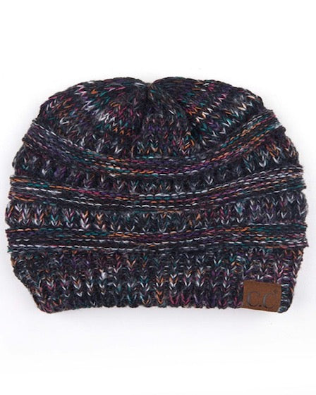 C.C Multicolor Diagonal Garter Stitch Knit Beanie Hat