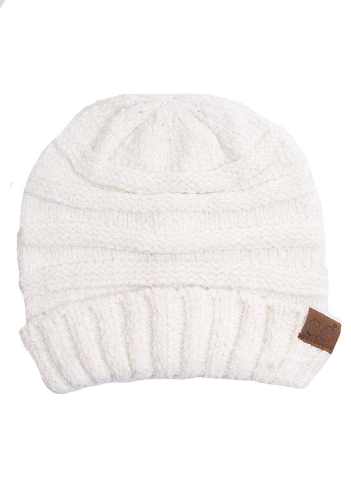 C.C Oversized Chenille Detailed Knitted Beanie Winter Hat