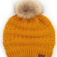 C.C Tilted Whip Stitch Slouch Beanie Faux Fur Pom Pom Hat