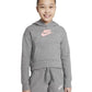 Nike Girls Sportswear Club Fleece Hoodie (Little Kids/Big Kids) Carbon Heather/Arctic Punch XS (6-7 Little Kid)
