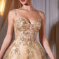 Ladivine C177 Vestido largo de tul brillante con apliques florales de encaje y corte en A
