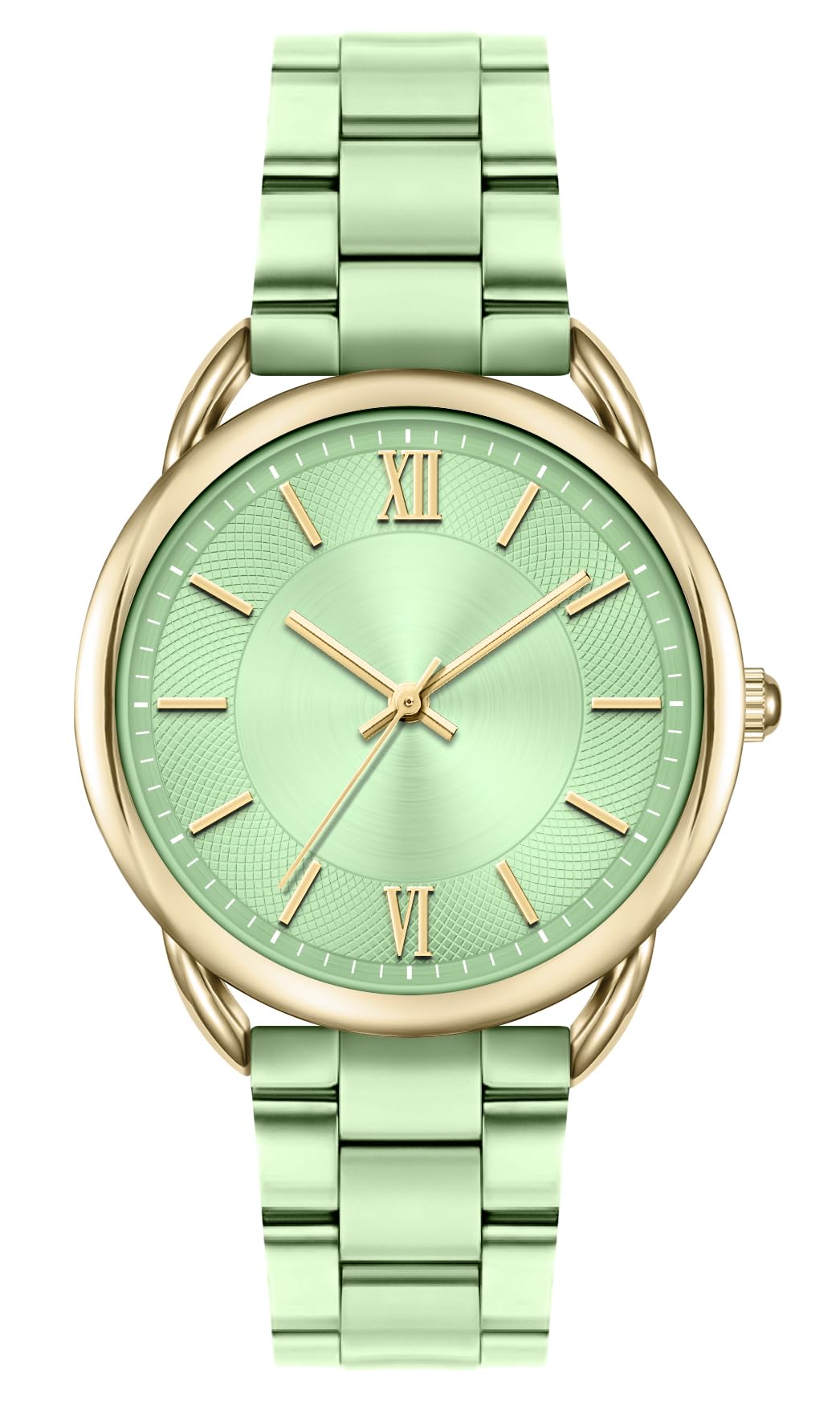 Reloj de mujer Bisley Gold Watch con correa metálica color menta y manecillas analógicas