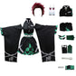 Disfraz de Cosplay Anime Kimono Halloween Falda sin Hombros Traje de Shinobu con Aretes (3XL Verde-w)