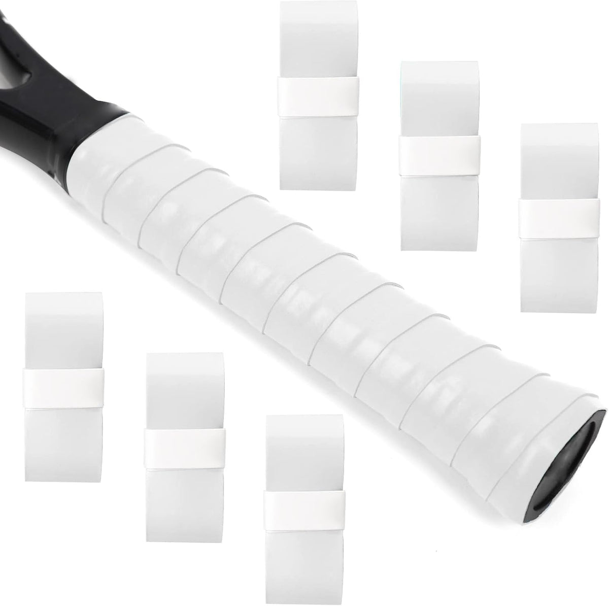 L LK SPORTS Cinta de agarre para raqueta de tenis, paquete de 6 unidades, precortada, antideslizante, absorbente, tacto seco, sobregrip para tenis y pickleball, color blanco
