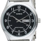 Casio MTP-V006D-1B2 Mens Stainless Steel Easy Reader Black Dial Day Date Analog Dress Watch
