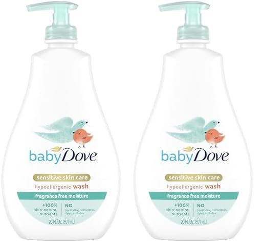 Baby Dove Cuidado Piel Sensible Jabón Líquido para Bebé Humectante Sin Fragancia e Hipoalergénico Elimina las Bacterias 591 ml (Paquete de 2)