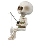 GANAZONO Skeleton Aquarium Decoration Skull Fish Reptile Tank Decor Fishing Skull Statue Resin Skeleton Figurines Sculptures Halloween Decoration