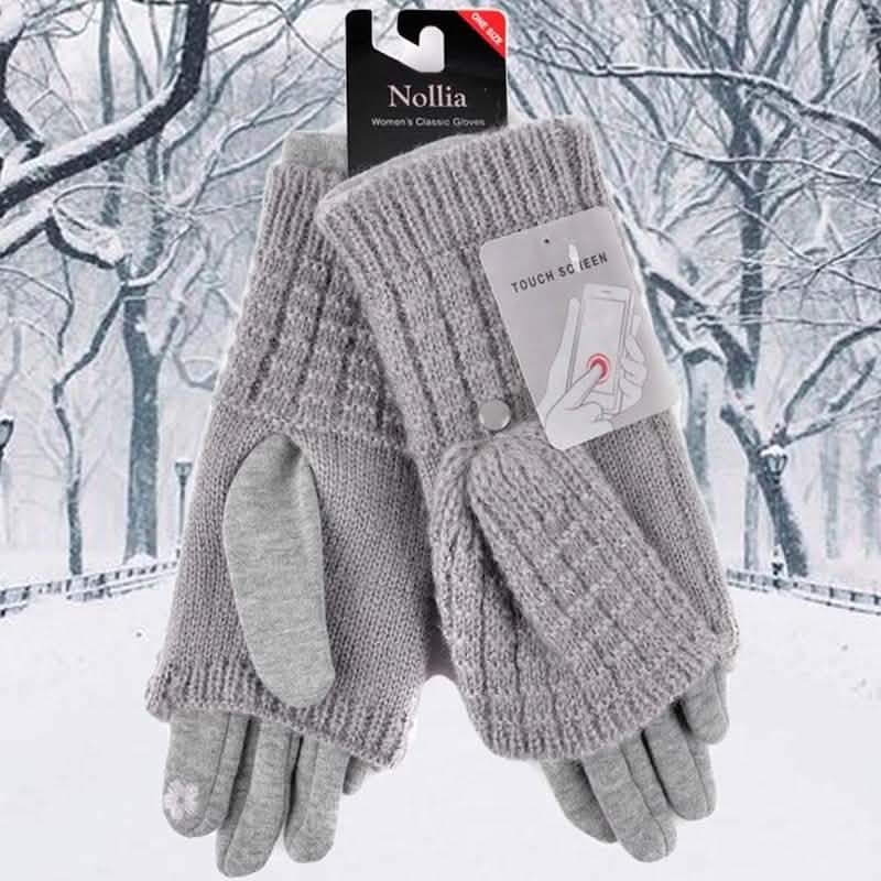 Guantes de invierno bonitos de punto trenzado para mujer