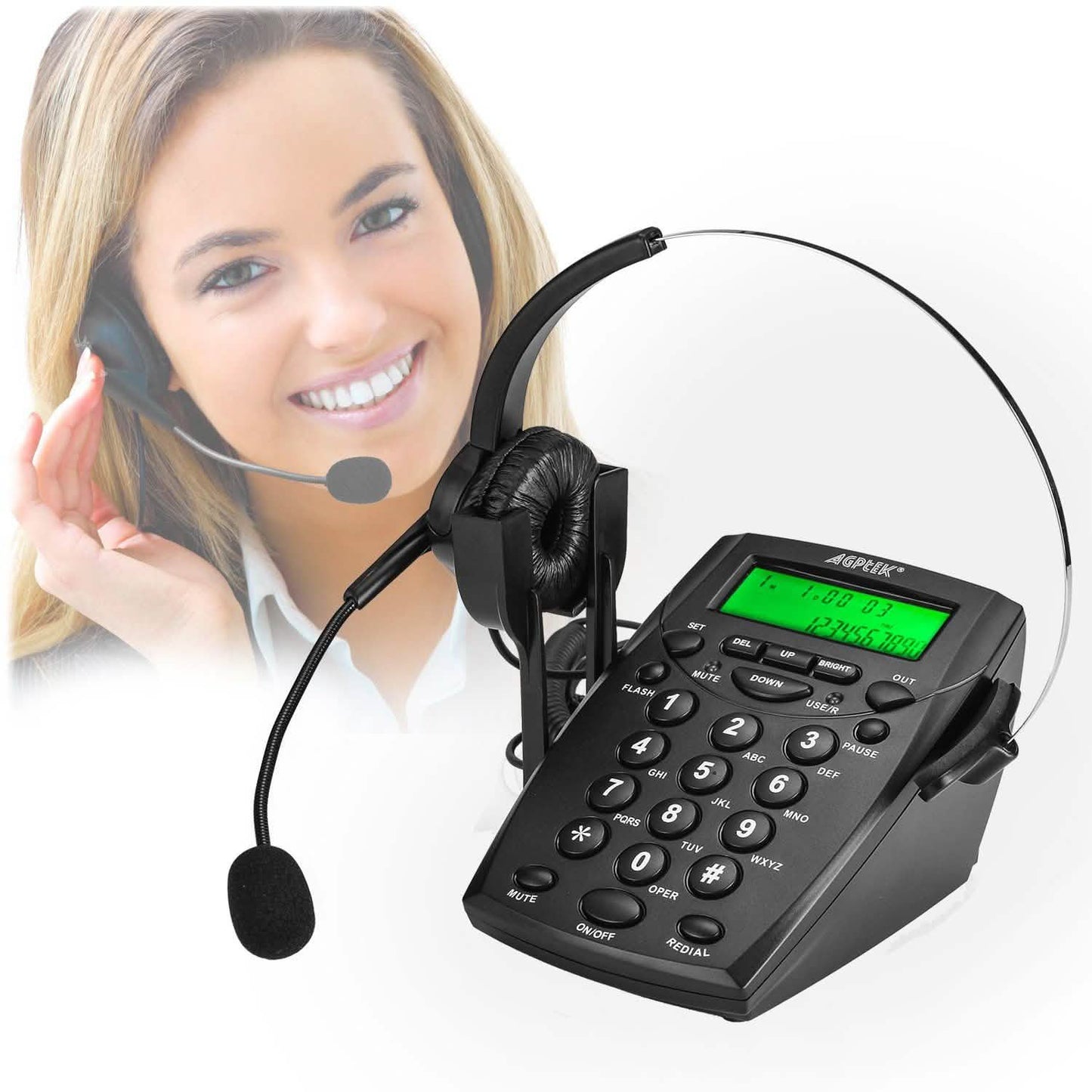 Auricular telefónico de marcación para centro de llamadas con teclado de marcación por tonos y rellamada