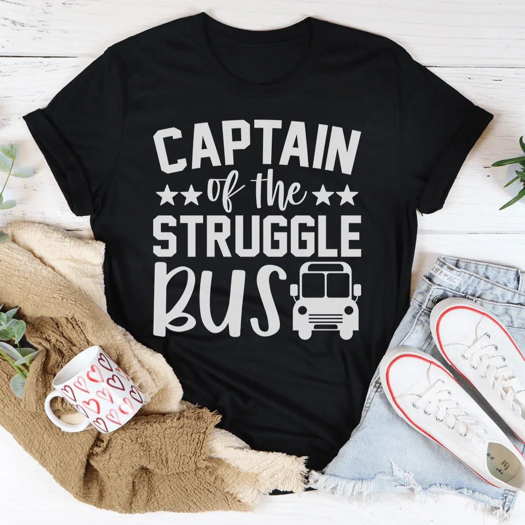 Busy Mom Humor Graphic T-Shirt – "Captain Of The Struggle Bus"