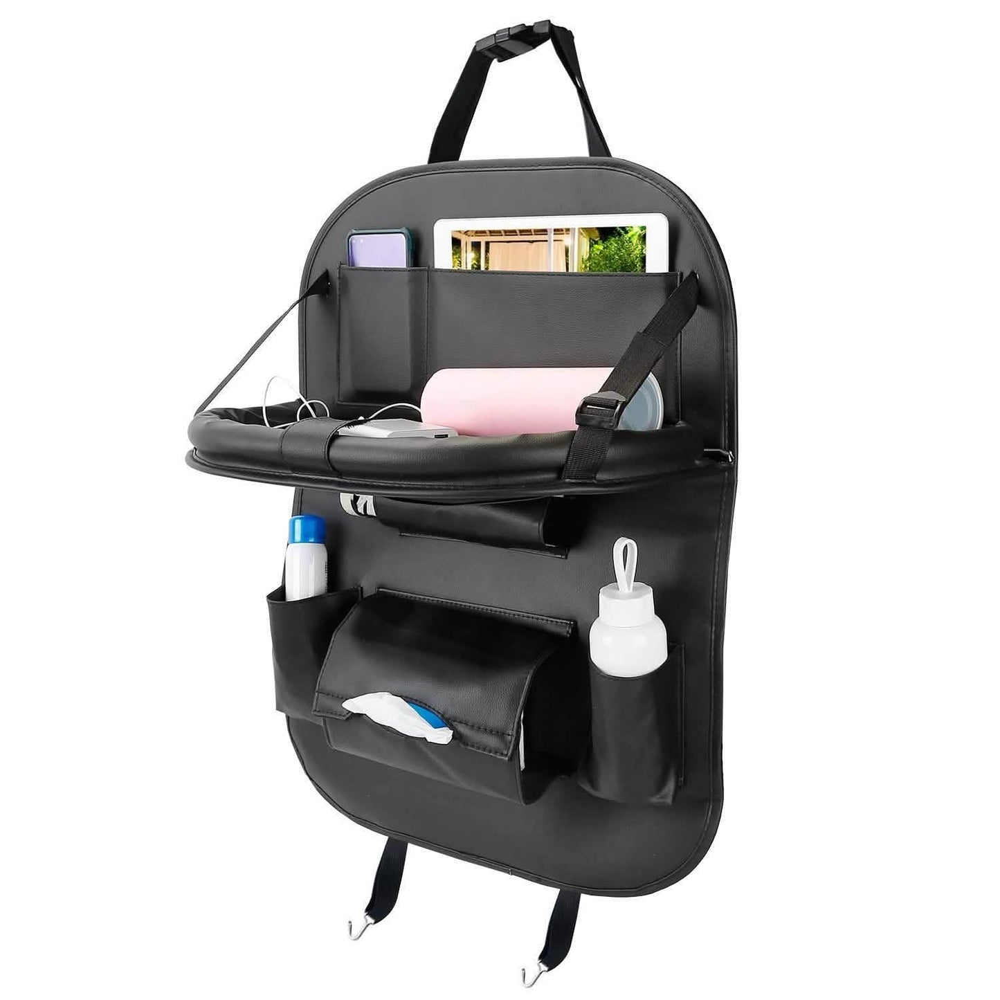 Organizador para Asiento Trasero de Coche con Mesa Plegable y 8 Bolsillos