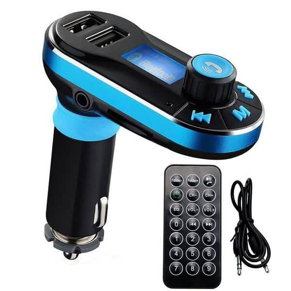 Transmisor FM Bluetooth para coche Manos libres LCD Reproductor MP3 Adaptador de radio Kit cargador