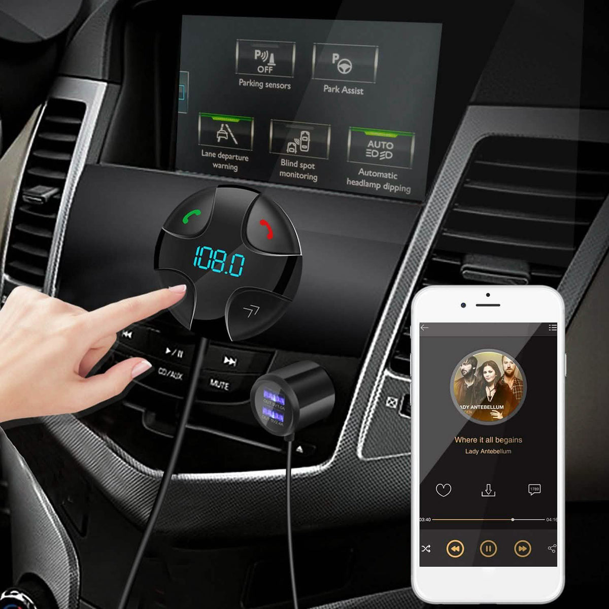 Transmisor FM Inalámbrico para Coche V4.2 Reproductor MP3 para Coche