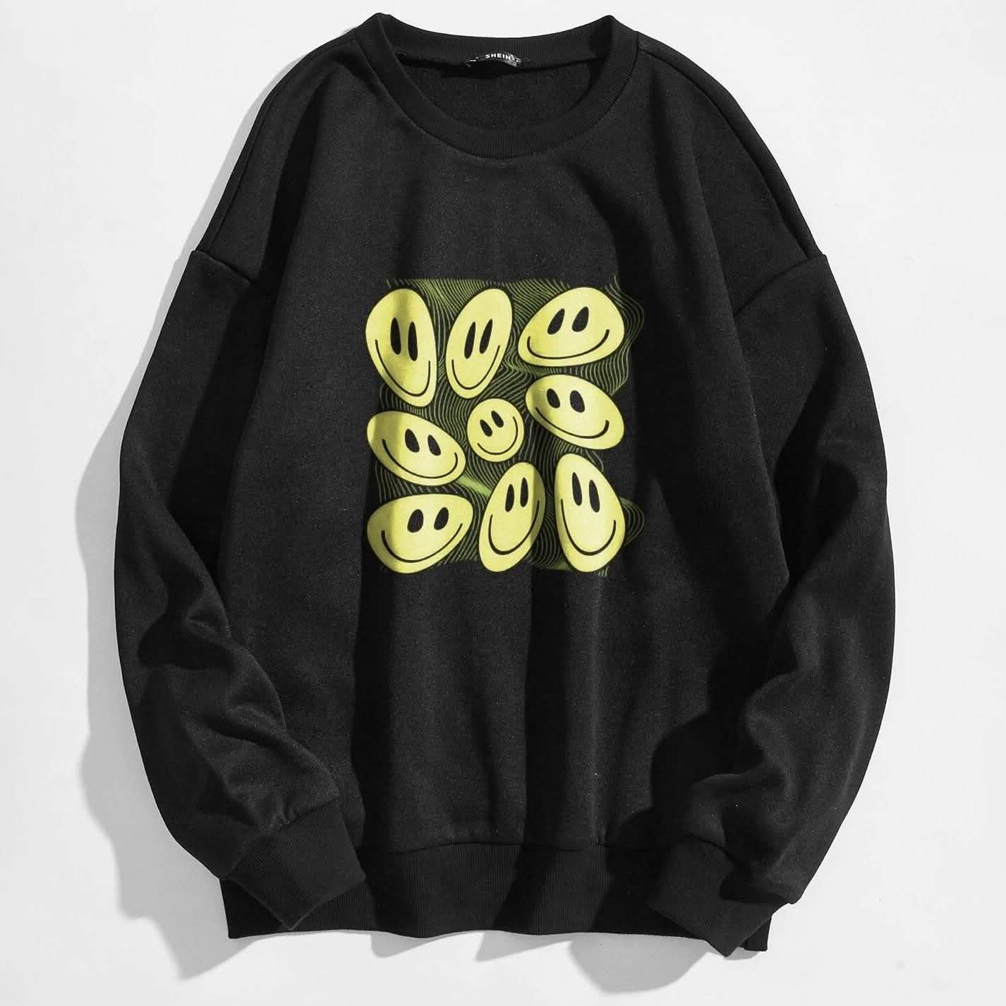 Sudadera extragrande con forro térmico y gráfico de dibujos animados