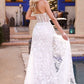 Cinderella Divine CB046W Strapless Gown Floral Applique Glitter Tulle Overskirt