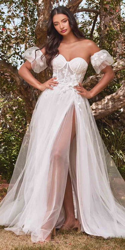 Vestido de fiesta largo sin tirantes de tul floral Cinderella Divine CB080W