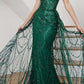 Cinderella Divine CB095 Strapless Lace Fitted Gown with Over Skirt