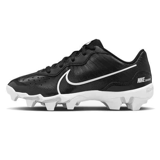 Tacos de béisbol de goma Nike Alpha Huarache 4 Keystone para niño Talla 5.5 Negro | Blanco
