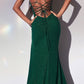 Cinderella Divine CC2162 Vestido de noche largo y brillante con corsé y ajuste elástico