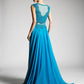 Cinderella Divine CD0113 Illusion Beaded Formal Gown Cap Sleeves