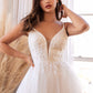 Cinderella Divine CD0154W Long Layered Tulle Dress Beaded Applique Bodice