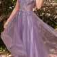 Cinderella Divine CD0181 Long Lace Floral A-Line Tulle/Lace Dress