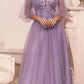 Cinderella Divine CD0182 Glitter Tulle A-Line Formal Dress
