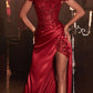 Cinderella Divine CD0186 Long Floral Off the Shoulder Gown with Slit