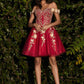Cinderella Divine CD0194 Short Tulle A-Line Off the Shoulder Dress