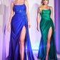 Cinderella Divine CD0201 Long Hot Stone Draped Gown with Slit