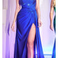 Cinderella Divine CD0201 Long Hot Stone Draped Gown with Slit