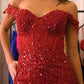 Ladivine CD0203 Long Off the Shoulder Sequin Gown with Slit